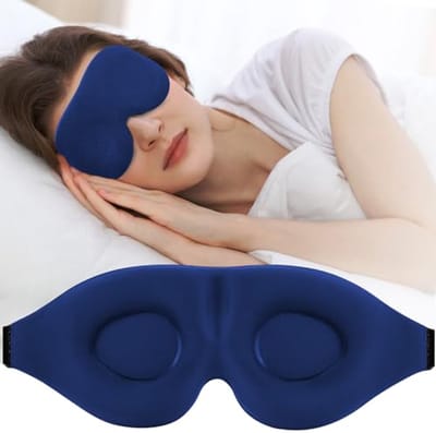 3D Slaapmasker - Oogmasker Blinddoek - Reizen Dutten Yoga - Nul Druk Ontwerp - 23 x 10 cm - Blauw