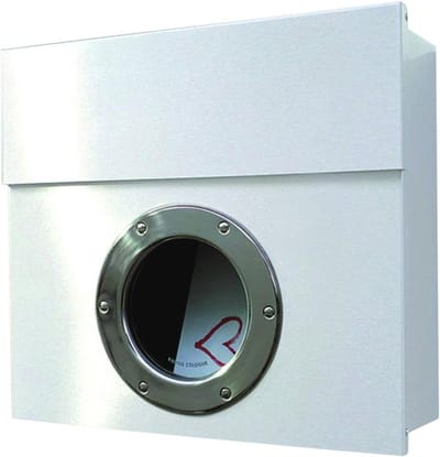 Stijlvolle mailbox met porthole - Roestvrijstalen poedercoating - Wit - 40 x 34 x 11,5 cm