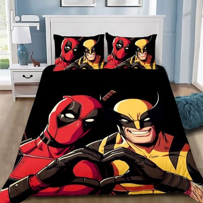 Jongens Dekbedovertrek Kussensloop Wolverine Beddengoed Set Volwassen Jongen Meisje Slaapkamer Decoratie Kinder Cadeau Enkel Dubbel Groot EU Single(135*200cm)3pcs