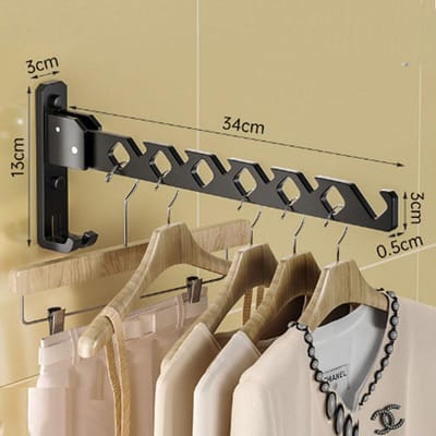 Séchoir à linge à angle réglable, cintre mural pour vêtements, séchoir à vêtements pliable, organisateur de vêtements de grande capacité noir
