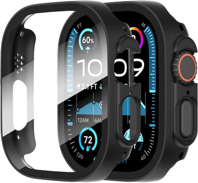 Screenprotector Glas + Hoesje geschikt voor Apple Watch Ultra 1 / 2 49mm - Volledig 360 Graden Case Bescherming