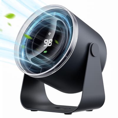 Oplaadbare bureauventilator met 100 snelheden, LED-display en 115° kantelbaar - stil, draagbaar, 8 uur batterij