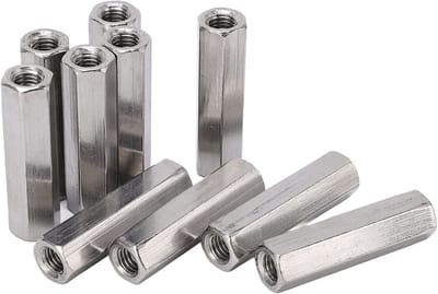 Dailygoods- Koppelingsmoer M8x1,25 - Zeskantkoppelingsmoer - 304 Roestvrij Staal - 50mm Lengte - Set van 10 - Duurzaam en stevig - Moer