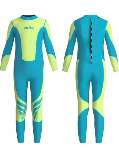 Bovista Wetsuit Kinderen - Swimsuit - Shorty - Surfpak - Duikpak - Lange Mouw - Zwemsuit - Blauw - 2y