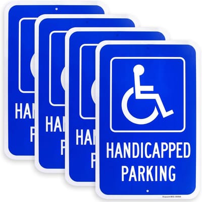 4 Stuks Grote Gehandicapten Parkeerbord - Reflecterend en Weerbestendig Aluminium