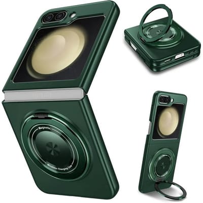 Telefoonhoesje met 360° magnetische ring en standaard voor Samsung Galaxy Z Flip 6 5 4 3 Flip5 Flip4 Flip6, harde beschermhoes For Galaxy Z Flip6
