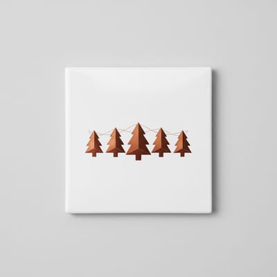 Minimalistische Dennenbomen – Scandinavische Natuur Keramische Tegel 15 × 15 cm | Moderne Bos Woondecoratie