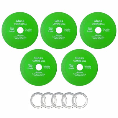 Professionele doorslijpschijven voor haakse slijper, geschikt voor glas, keramiek en tegels (5 stuks, 125 mm) met 20 mm binnengat