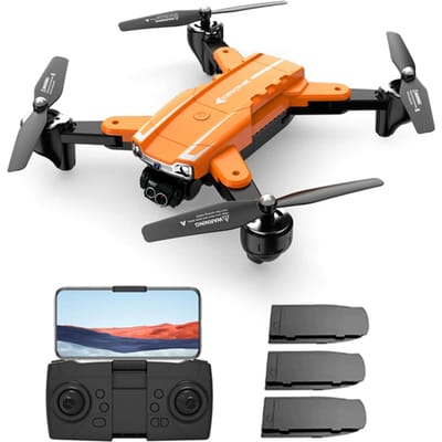Drone télécommandé GPS avec caméra 4K Double caméra 5GWIFI évitement d'obstacles Double GPS optique 3 battery orange