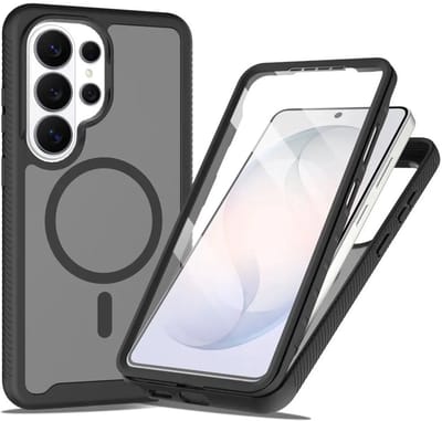 Hoesje met Ingebouwde Screenprotector Geschikt voor Samsung Galaxy S26 Ultra - Compatibel met MagSafe / Qi2 - Full Protect - Schokbestendige Beschermhoes - Case Matte Zwart