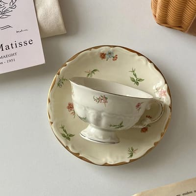 Keramische Koffiekop Set met Gefragmenteerde Bloemen in Europese Stijl Licht Luxe Keramiek Delicate Afternoon Tea Kop Koffiekop 200ml