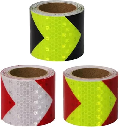 3 stuks - Reflecterende tape - 3 m x 5 cm - Veiligheids stickers voor verkeer - Veiligheidstape - Reflectie Tape - reflecterende stickers - geel-rood, geel-zwart, rood-wit - Zelfklevend - hoge zichtbaarheid - voor fietsen, auto's, motorfietsen
