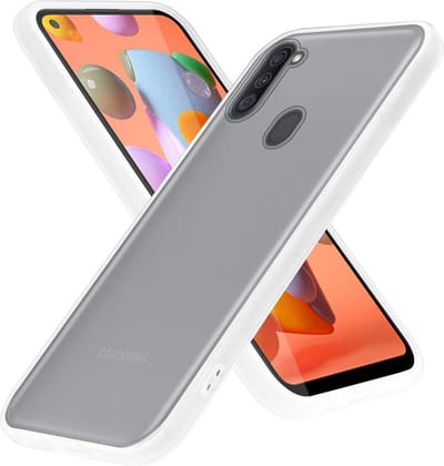 Cadorabo Hoesje geschikt voor Samsung Galaxy A11 / M11 in Mat Transparant - Hybride beschermhoes met TPU siliconen Case Cover binnenkant en matte plastic achterkant