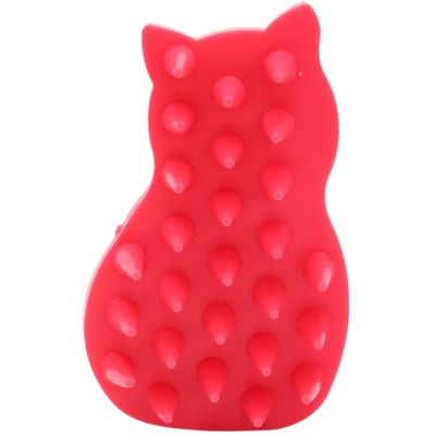 Brosse de Massage pour Bain d'Animal de Compagnie Silicone Doux Apaisant Portable Brosse de Toilettage pour Chien Chats red