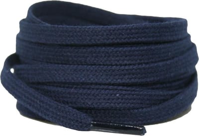 Platte katoenen veters 6mm Donkerblauw 120cm - sneakers