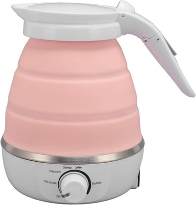 Opvouwbare Elektrische Waterkoker - Reis Waterkoker Silicone - Snel Water Koken - Compact Opvouwbaar Ontwerp - 600 Ml - Roze