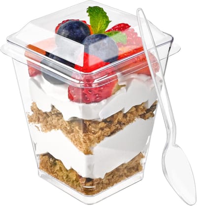 50 Herbruikbare Dessertbekers - 150ml - Stevig & Vaatwasmachinebestendig - lastic Dessertbekers voor Verjaardagen, Bruiloften en Feesten