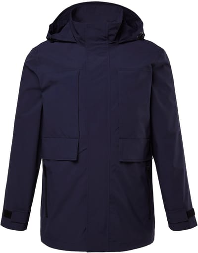 Men Plus - Heren - Regenjas functioneel capuchon - Navy blauw - Maat L