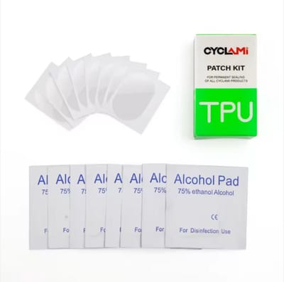 Cyclami Fietsband Reparatieset – 8 Afdichtpleisters + 8 Alcoholdoekjes – Zelfklevend & Zonder Lijm – Geschikt voor Race- & Mountainbikes