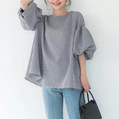 Zomer Losse Grote Editie Damesblouse Katoenen Oversized Lantaarnmouw Ronde Hals Top M gray