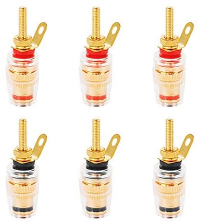 6 stuks connectoren voor luidsprekers - Koperen bananenstekkers 4 mm