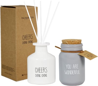 My Flame Cadeauset Cheers Geurstokjes & Kaars - My Flame Geurstokjes Cheers - My Flame Kaars in pot You Are Wonderful