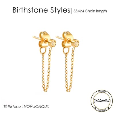 Borasi Birthstone Oorbellen Met Hanger November | Goldplated | Goudkleurig | Dames Sieraden |