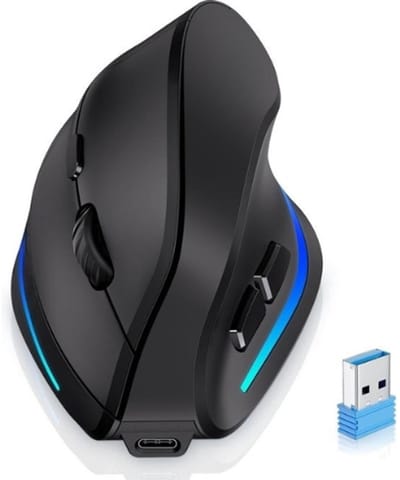 StayPowered Verticale Ergonomische Muis - Maximaal Comfort en Efficiëntie - Uniek Verticaal Ontwerp - Lange Batterijduur - Draadloze Technologie - Plug & Play - Breed Compatibel - 6 Knoppen - Zwart - Levering Sneller dan Aangegeven!