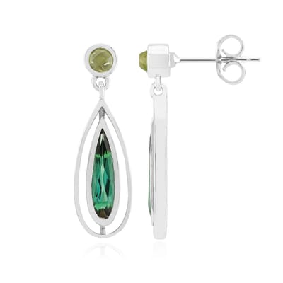 Cavill - Zilveren Oorbellen - 925 Sterling Zilver - 1,17 ct Brazilianse Indigoliet & 0,29 ct Chinese Peridoot - Elegant & Tijdloos