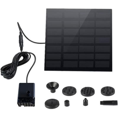 Zonne-fonteinpomp met 6 sproeiers op zonne-energie watersproeier voor aquarium, aquariumvijvers, zwembadtuindecoratie Square 11cm