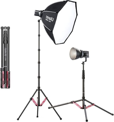 Professionele 2.3m Verstelbare Carbon Lichtstandaard, Maximaal 5kg, Compact Tripod voor Studioverlichting en Ringlampen