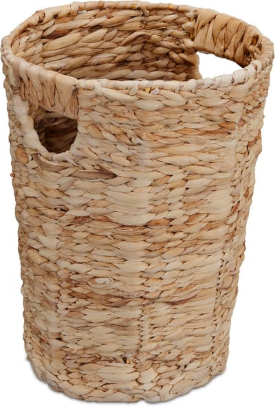 papierbak waterhyacint - 32 x 25 cm - gevlochten mand - handvatten