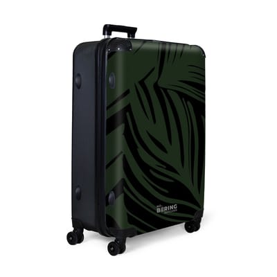 NoBoringSuitcases.com® - Koffer groot - Reiskoffer lichtgewicht - Bladeren in zwart en groen - Reiskoffer met 4 wielen - Valies grote trolley XL op wieltjes - Harde reistrolley met TSA slot - 98 - 100 liter bagage - Reizen
