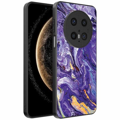 Geschikt voor Huawei Mate 70 Telefoonhoesje met Paars Goud Marmer Opdruk - TPU Backcover Case Purple Gold Marble Design - Paars Goud - Smartphonica geschikt voor Huawei Mate 70