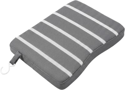Douchebank teak - Grijs en wit - Zitkussen met antislip bodem - Comfortabel en ademend voor senioren en gehandicapten
