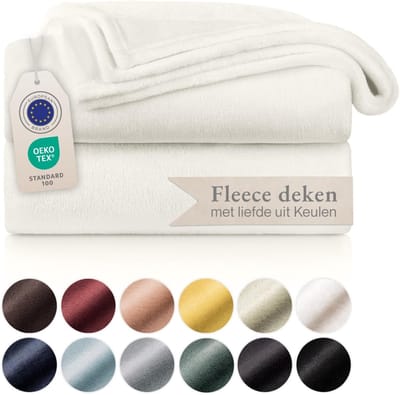Hoogwaardige fleece deken - zachte microvezeldeken als bankhoes, sprei, plaid of woonkamerdeken, 220 x 240 cm, Wit