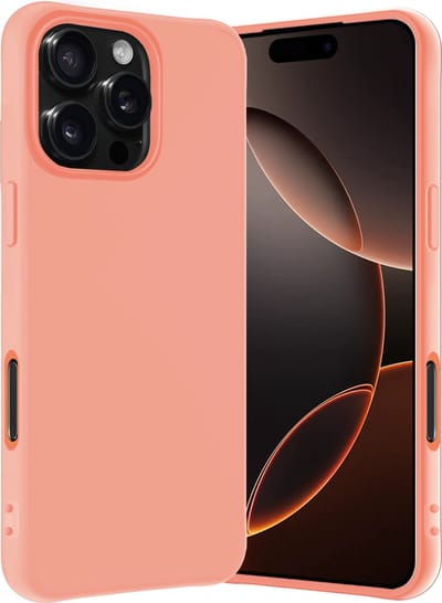 Hoes - Geschikt voor Apple iPhone 16 Pro - Sterk & Shockproof - Hoesje Cover - Siliconen Case - Perzik