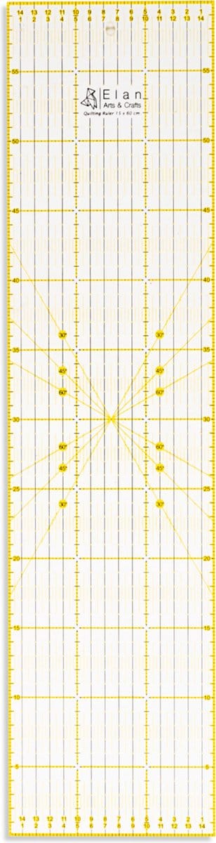Elan Patchwork Liniaal 60 cm x 15 cm, Anti-slip Quilt Liniaal, Quiltliniaal, Metrische Liniaal, Acrylliniaal, Naailiniaal voor Quiltbenodigdheden, Patchwork Vierkant, Quiltaccessoires