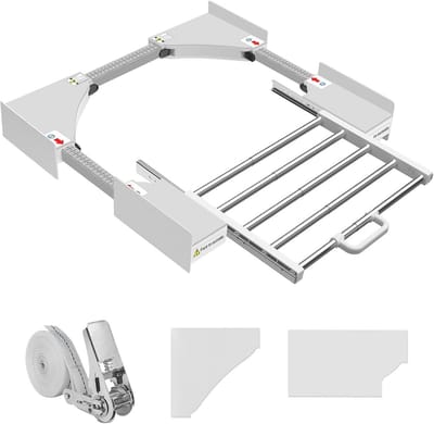 Universeel Tussenframe voor Wasmachine en Droger met Uittrekbaar Wasrek | Verstelbaar 53-68 cm