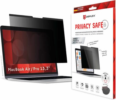 Displex Privacy Safe Magnetische Screenprotector Geschikt voor de MacBook Air 13.3 inch / Pro 13.3 inch - A1932 / A2179 / A2337 / A1466 / A1706 / A1708 / A1989 / A1502