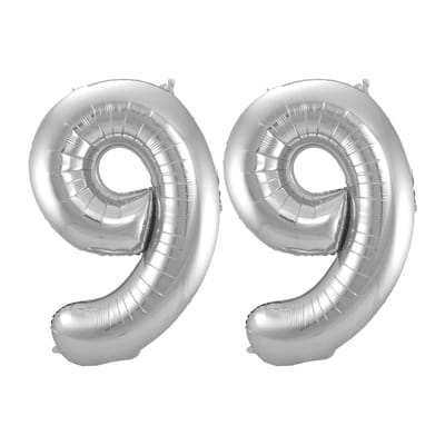 Folieballon 99 jaar - Zilver - 86 cm