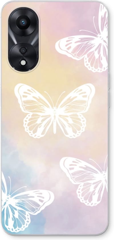 Case Company® - Hoesje geschikt voor Oppo A78 5G hoesje - White butterfly - Soft Cover Telefoonhoesje - Bescherming aan alle Kanten en Schermrand