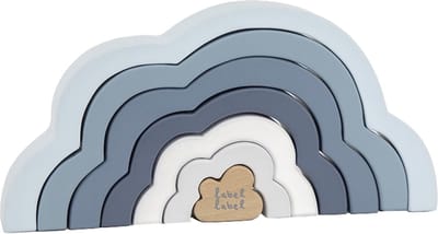 Label Label - Cloud Houten Regenboog Puzzel - Blauw - FSC Hout - 7 Onderdelen - Stimuleert Hand-Oog Coördinatie en Creativiteit - Geschikt voor Kindjes vanaf 12 Maanden