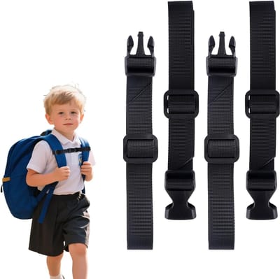 Borstriem Rugzak - Verstelbare Banden - Kinderen en Volwassenen - Snel Sluiting Systeem - 28 cm Lengte - Zwart