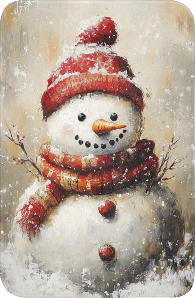 WC mat 40x60 cm - Antislip - Sneeuwpop - Winter - Sneeuw - Beige - Toiletmat - Vloermat - Douchemat - Toilet tapijt - Toiletmatten