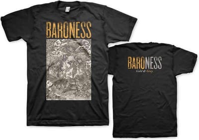 Baroness - Gold & Grey Heren T-shirt - S - Zwart