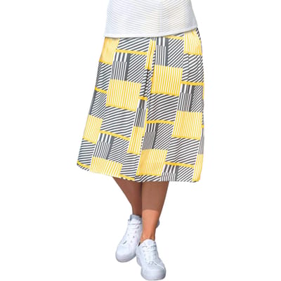 Gedessineerde rok - geel / grijs / gedess. - Gr. 42 van Goldner Fashion