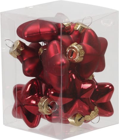 Othmar Decorations Kerstornamenten - sterren - 12x st - rood - 4 cm - glas - kerstversiering
