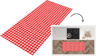 Keukenloper - Loper keuken - Rood - Rustiek - Patronen - 120x50 cm - Keukenloper vinyl