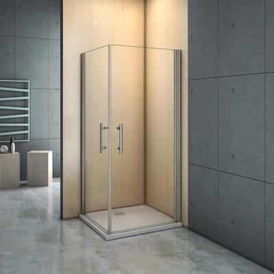 vierkante douchecabine 76x76x185cm, enkelvoudige draaideur, 6mm helder nano veiligheidsglas